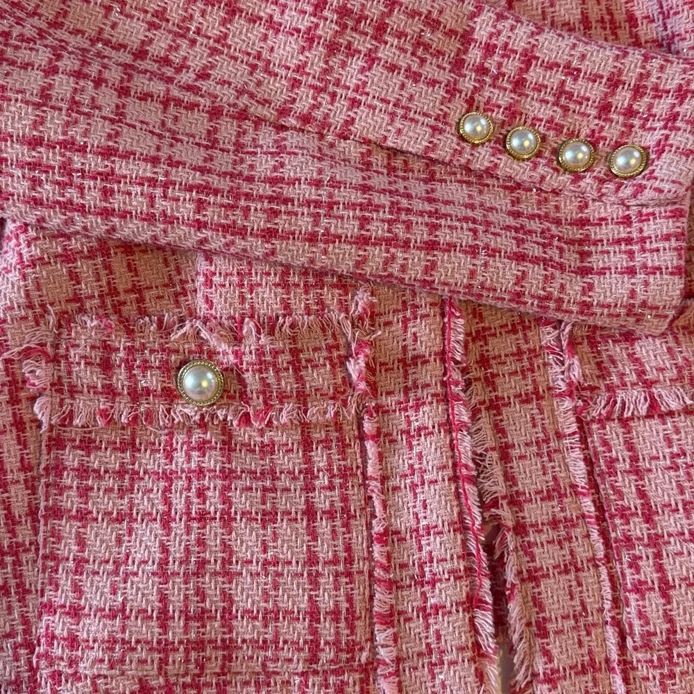 Nanette Lepore Tweed Jacket with Pearl and Gold Accents - Picture 5 of 8